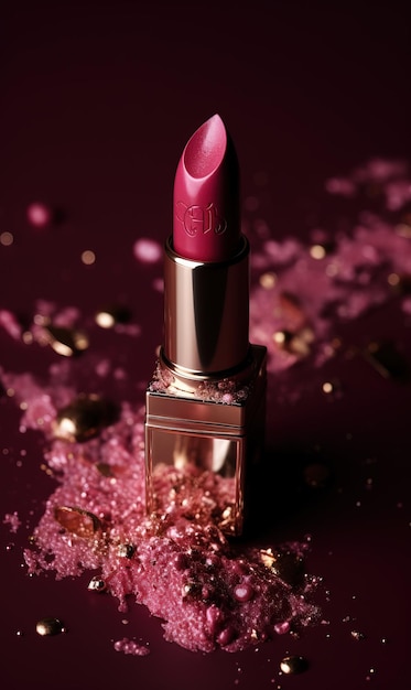 Luxe rode glanzende lipstick productfotografie Generative Ai