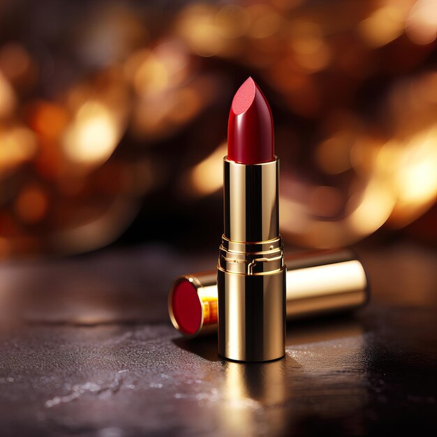 Luxe rode lippenstift commerciële elegante elite make-up cosmetische presentatie premium merk schoonheidsproduct close-up shot
