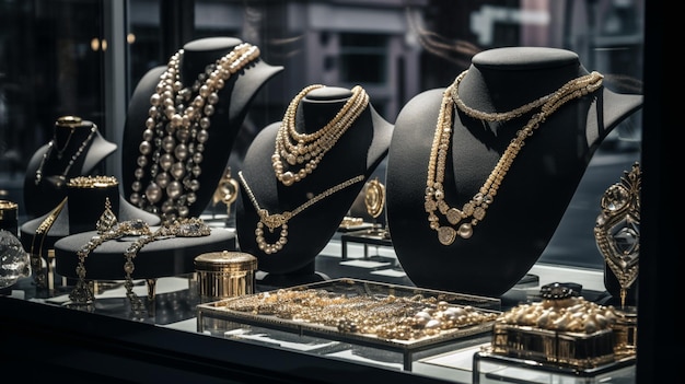 Foto luxe sieraden in een etalage