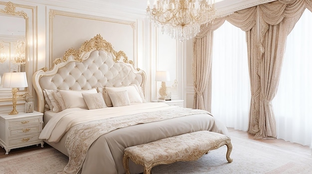 Luxe slaapkamer met bed