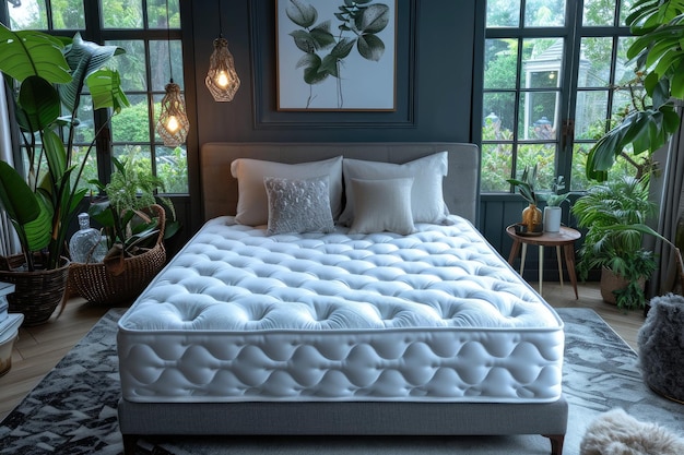 luxe slaapkamer met inspiratie-ideeën voor een comfortmatras en decoratiestijl