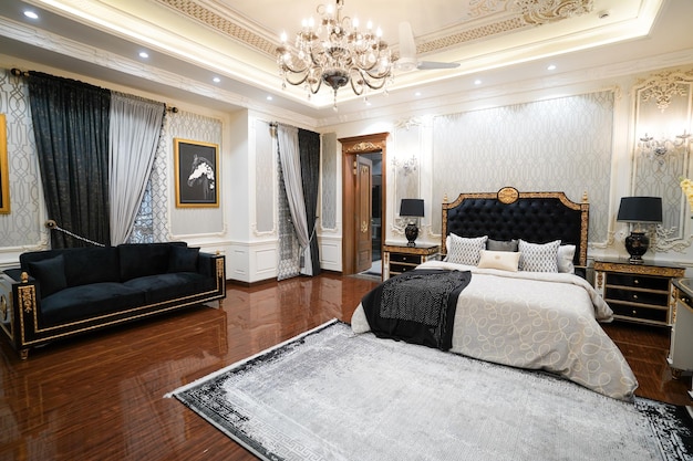 Foto luxe slaapkamer met meubels premium foto