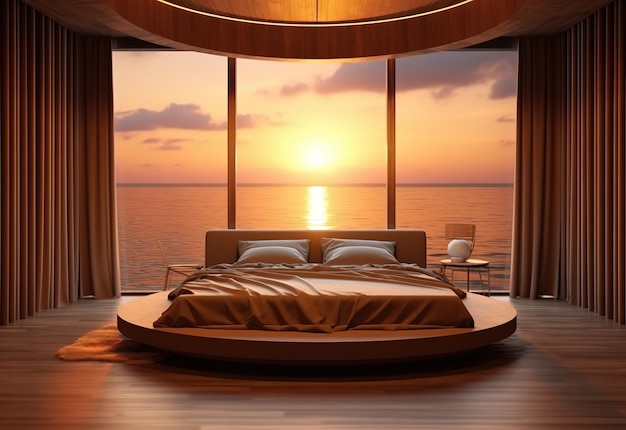 Luxe slaapkamer met zeezicht