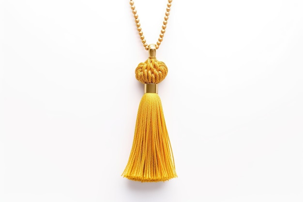 Photo luxe textile drape modern elegance unveiled in a tassel necklace isolated on white background