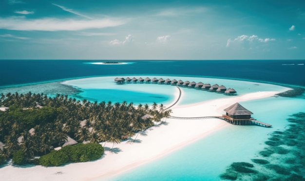 Luxe tropisch resort met watervilla's en prachtig strand