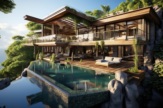 Luxe villa met een infinity zwembad.