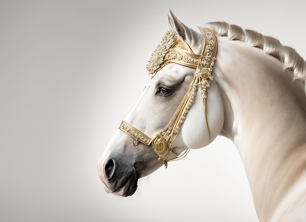 Foto luxe wit paard op witte achtergrond