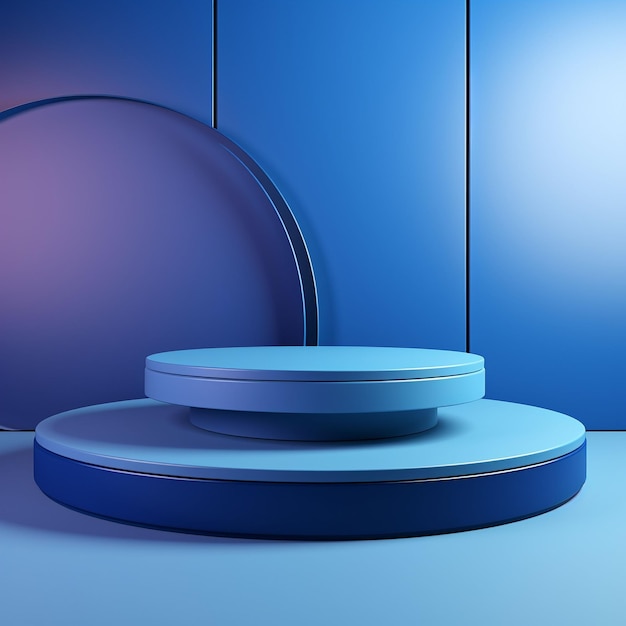 Luxe witte en blauwe kleur cilinder voetstuk podium Lichtblauwe minimale muurscène Cirkelachtergrond