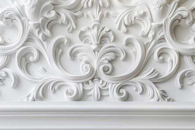 Luxe witte muurontwerp basrelief met stucwerk roccoco element