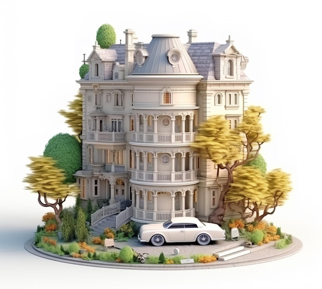 Luxe woonhuis 3D-illustratie