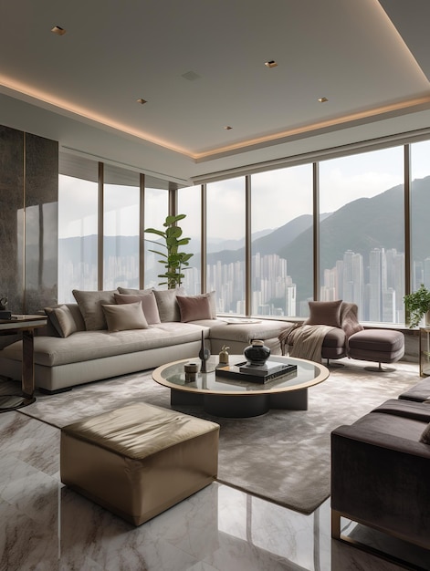 Luxe woonkamer hedendaagse Hong Kong-stijl