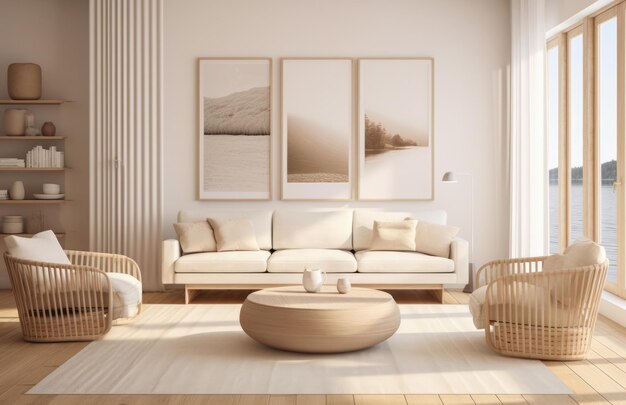 Luxe woonkamercompositie met minimalistische decoratie
