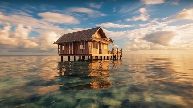 luxe zomervakantie strandresort op de Malediven rustige cottages hotel aan zee