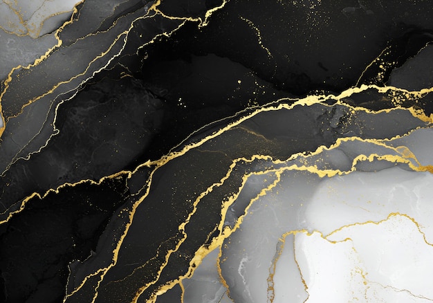 Luxe zwarte en gouden marmer textuur achtergrond met elegante aderen Perfect voor highend branding moderne website ontwerpen geavanceerde uitnodigingen digitale behang en decoratieve kunst prints