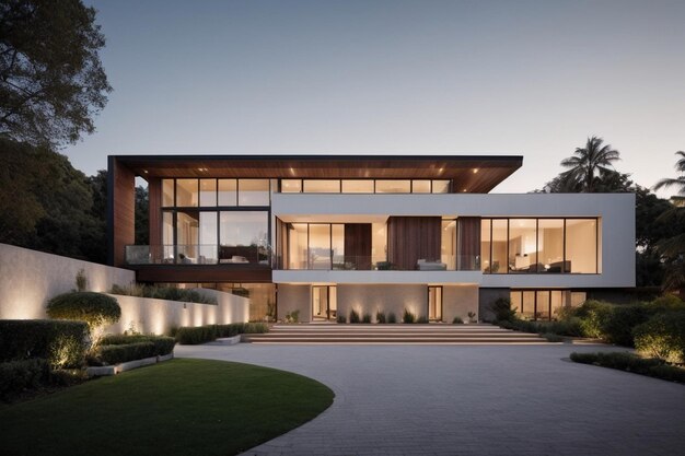 luxe zwembad villa spectaculair hedendaags ontwerp digitale kunst onroerend goed huis huis