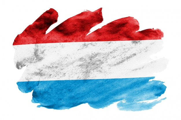 Luxembourg flag  is depicted in liquid watercolor style isolated on white