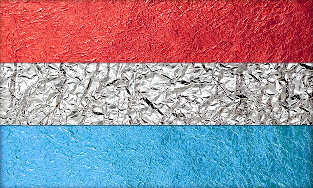 Luxembourg Flag made form foil texture background