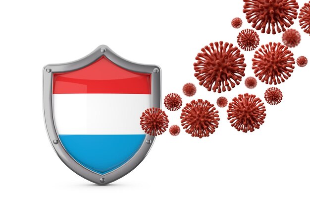 Luxembourg flag shield protection against a virus bacteria d render