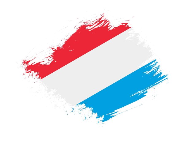 Luxembourg flag with abstract paint brush texture effect on white background
