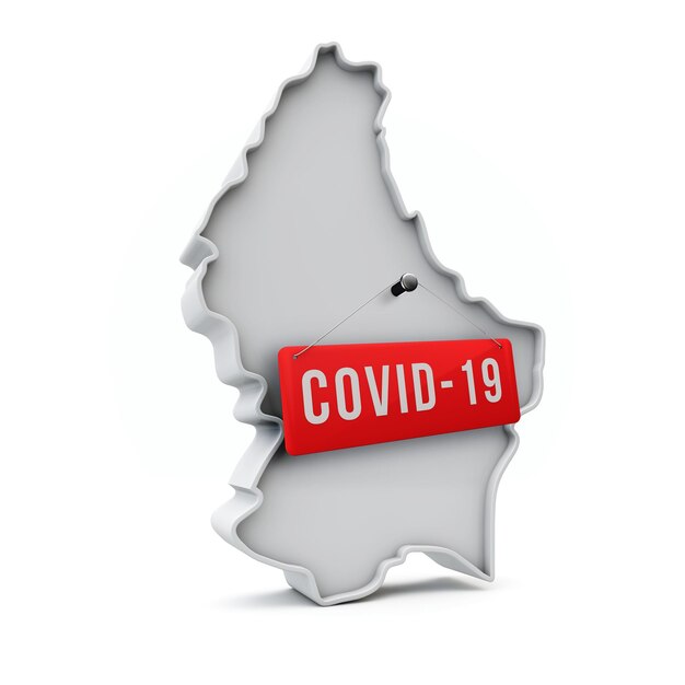 Luxembourg simple d map with covid red label d rendering