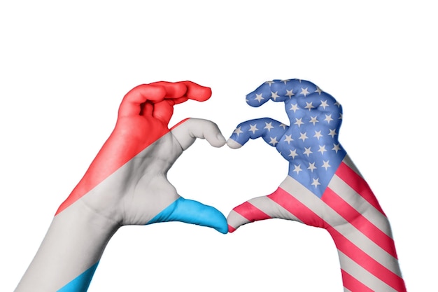 Luxembourg United States Heart Hand gesture making heart Clipping Path