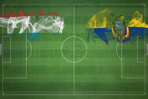 Luxemburg vs Ecuador voetbalwedstrijd nationale kleuren nationale vlaggen voetbalveld voetbalwedstrijd Competitie concept Kopieer ruimte