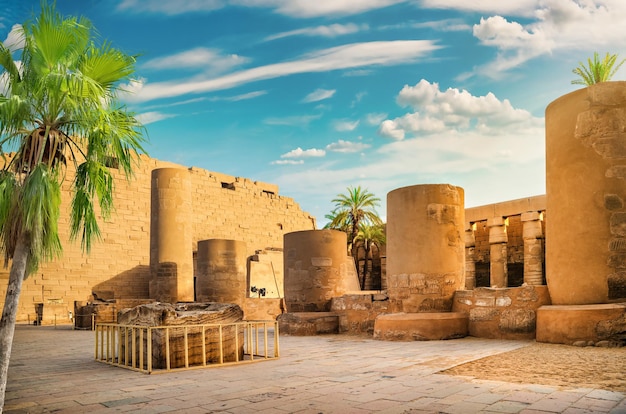 Luxor Karnak temple and palm