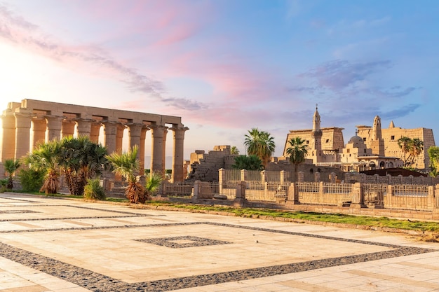 Luxor Temple columns and the First pylon beautiful view from the square Egypt