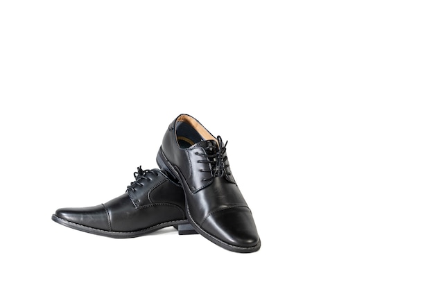 Luxuary man leather black shoe isolation