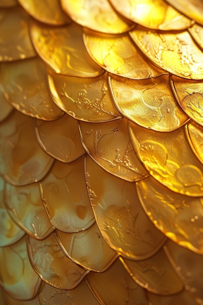Luxueuze gouden visschubben met een gestructureerd oppervlak dat licht en luxe reflecteert