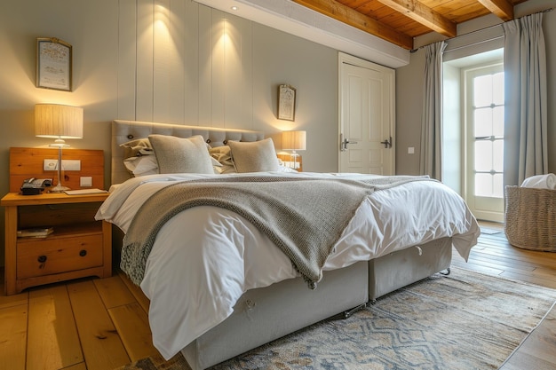 Luxueuze slaapkamer met een king size bed en smaakvolle inrichting nodigt uit tot ontspanning in een weelderige omgeving