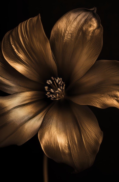 Foto luxurieuze bruine bloem met een donkere achtergrond uitstekende bloemenkunstfotografie