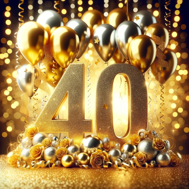 Foto luxurious 40th anniversary golden balloon decor (decorazione di palloncini d'oro per il 40° anniversario)