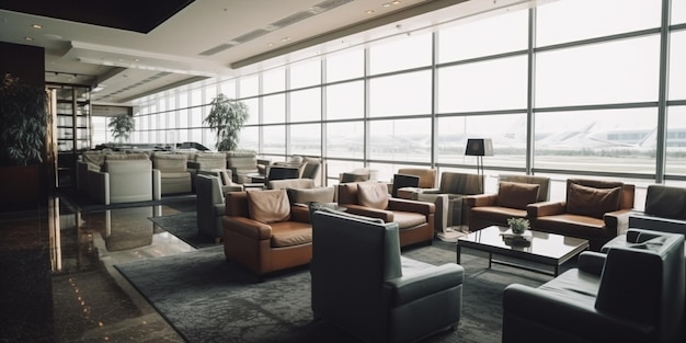 Photo luxurious airport lounge