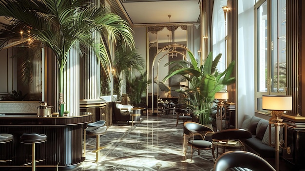 Luxurious Art Deco room interior Generative Ai