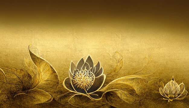 Luxurious background design with golden lotus beautiful flower