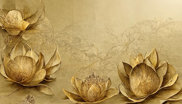 Luxurious background design with golden lotus