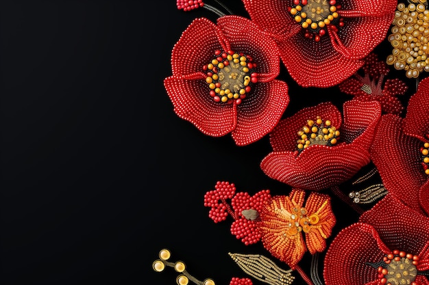 Foto lussuosi fiori a perline su uno sfondo scuro