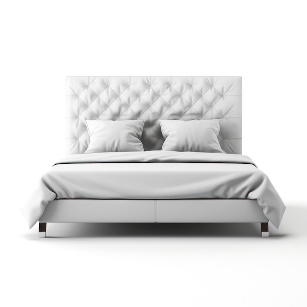 Foto camera da letto lussuosa confortevole letto moderno render 3d isolato su bianco