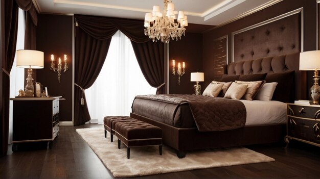 Photo luxurious bedroom interior design
