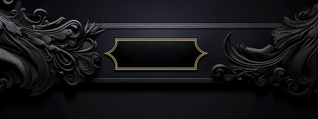 Photo luxurious black and gold velvet banner background with copy space made with generative ai