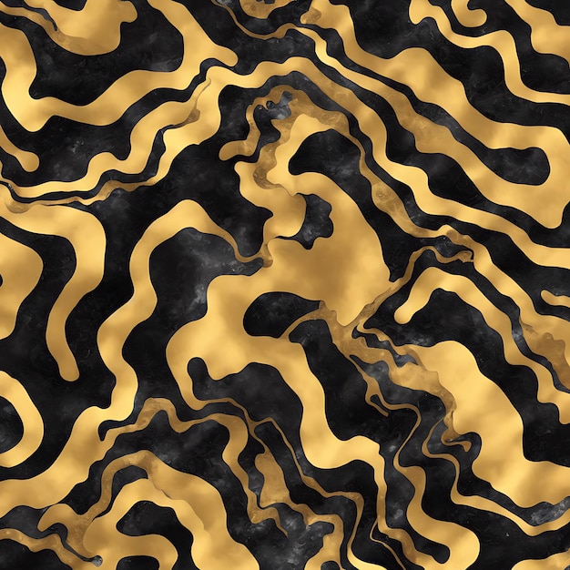 Luxurious Black ink marblelike abstract texture with Gold agate Tile