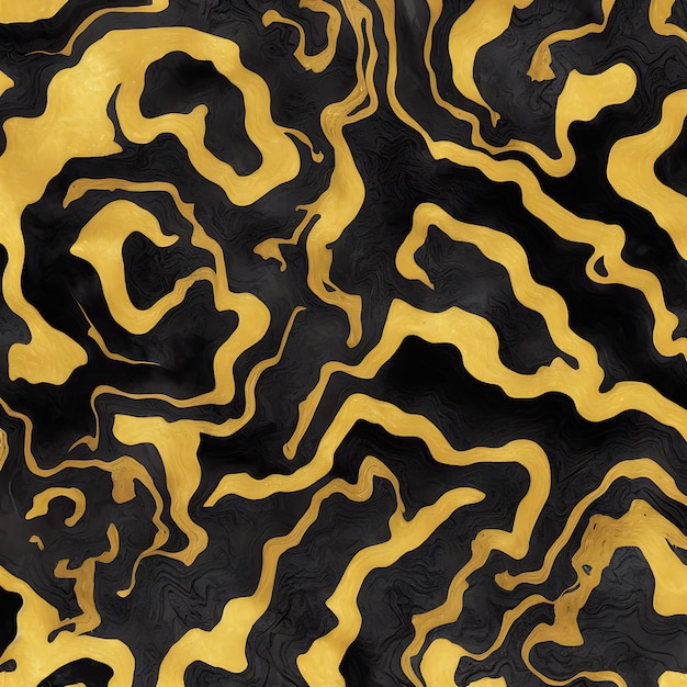 Luxurious Black ink marblelike abstract texture with Gold agate Tile