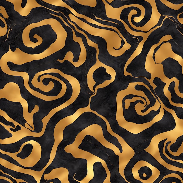 Luxurious Black ink marblelike abstract texture with Gold agate Tile