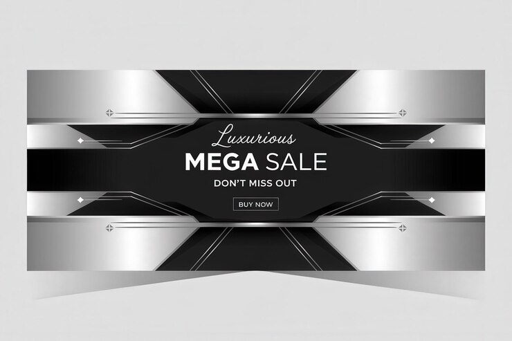 Photo luxurious black silver holiday sale banner elegant promotion black friday christmas new years