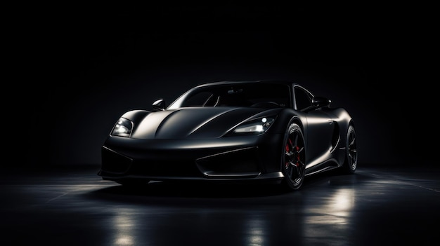 A luxurious black sports car with a sleek design