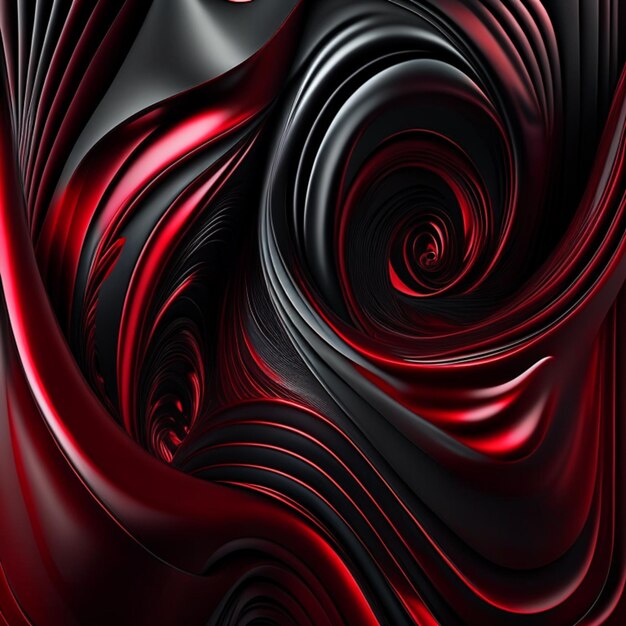 Роскошная кроваво-красная черная жидкость со складками, драпировками и завитками на абстрактном фоне