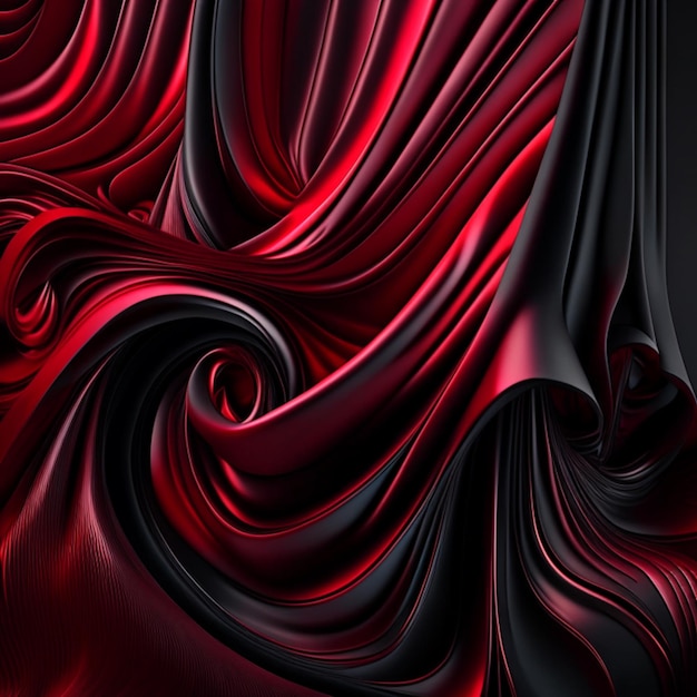 Luxurious Blood Red black liquid with pleats drapes and swirls abstract background