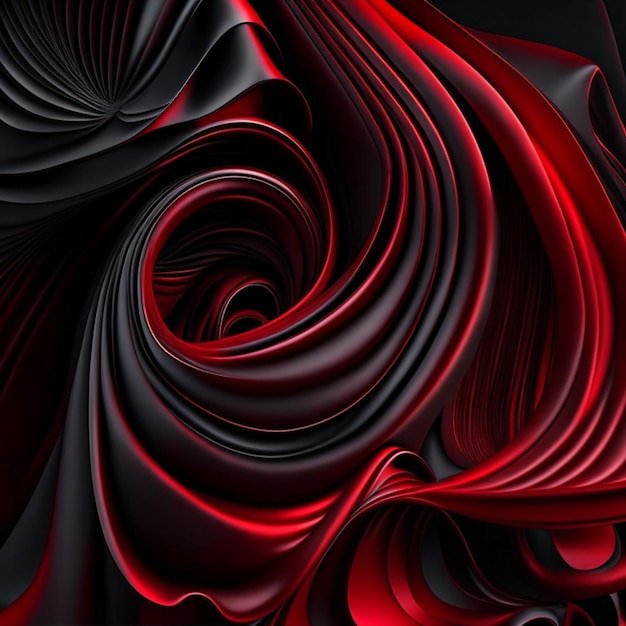 Luxurious Blood Red black liquid with pleats drapes and swirls abstract background