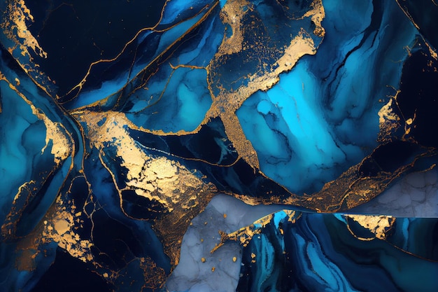 Luxurious blue and gold marble texture